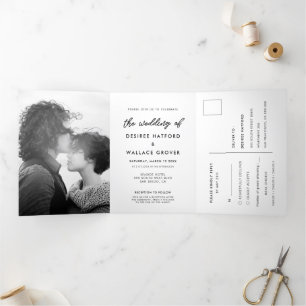 Invitation Trois Volets Mariage photo de typographie moderne