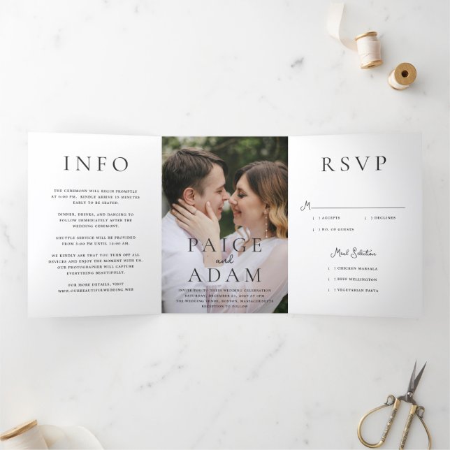 Invitation Trois Volets Mariage Photo Éditorial Moderne (Intérieur)