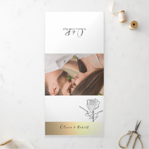 Invitation Trois Volets mariage photo simple 3 en 1