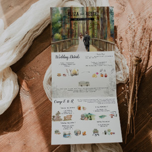 Invitation Trois Volets Mariage rustique de forêt de séquoia