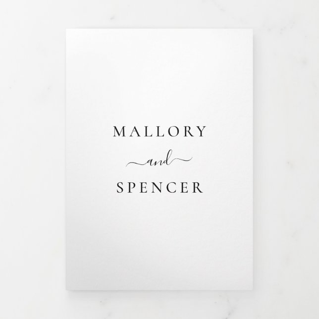 Invitation Trois Volets Mariage traditionnel noir et blanc élégant (Page de couverture)