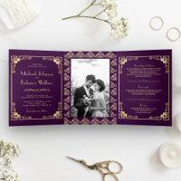 Mariage Violet et Or de Style Art Déco Vintage
