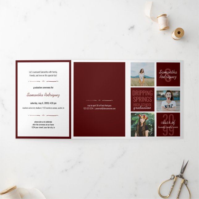 Invitation Trois Volets Maroon 5-Photo Fun Boxes Graduation (Extérieur)