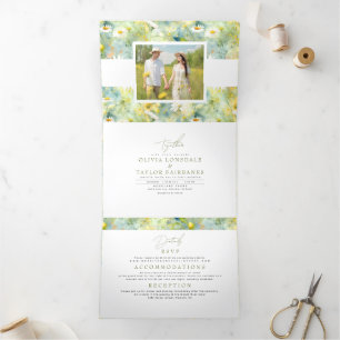 Invitation Trois Volets Meadow Fleurs sauvages Boho d'été Mariage photo