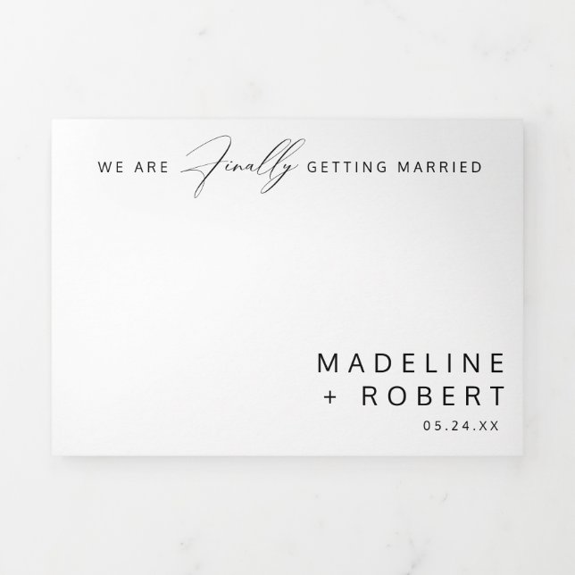 Invitation Trois Volets Minimaliste Enfin Se Marier Mariage (Page de couverture)