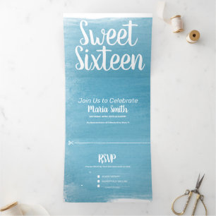 Invitation Trois Volets Moderne Sweet 16 Aquarelle Tire Photographie