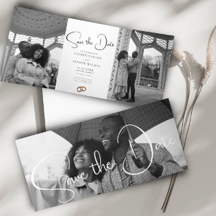 Invitation Trois Volets Moderne Ultra Chic Minimal Enregistrer Le Carte ph