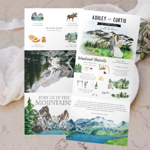 Invitation Trois Volets Montagne enneigée robuste   Mariage illustré