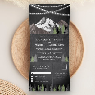 Invitation Trois Volets Montagne Tableau Forestier Guirlande Lumineuse Mar