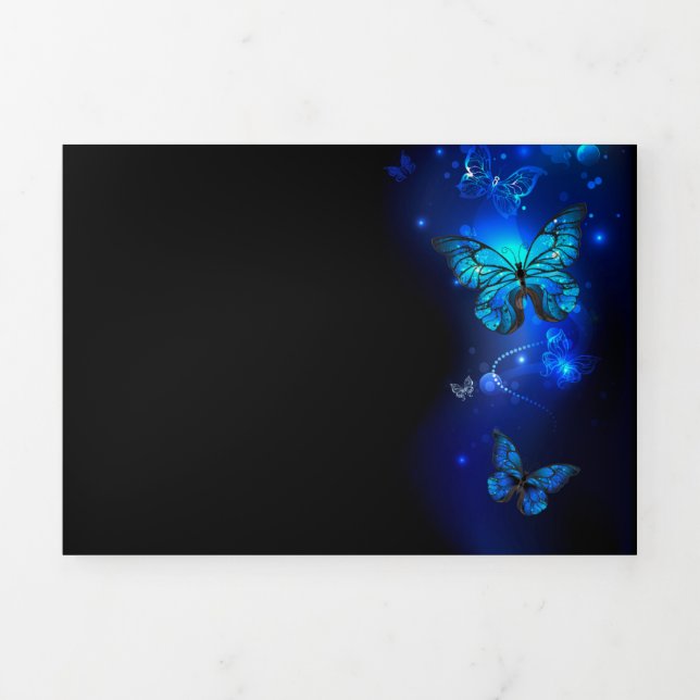 Invitation Trois Volets Morpho Butterfly in the Dark Background (Page de couverture)