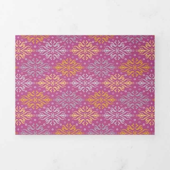 Invitation Trois Volets Motif Vintage de luxe (Page de couverture)