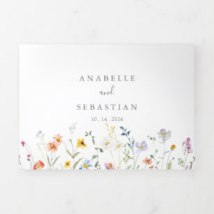 Invitation Trois Volets Multicolor sauvage Mariage floral