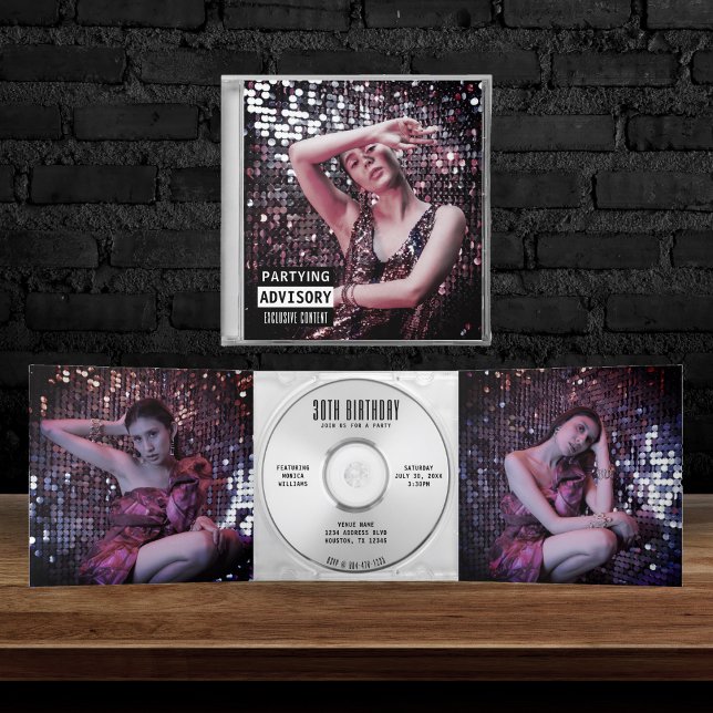 Invitation Trois Volets Musique CD Album couverture livret fête d'annivers (Music CD Album Cover Booklet Birthday Party Tri-Fold Invitation
)