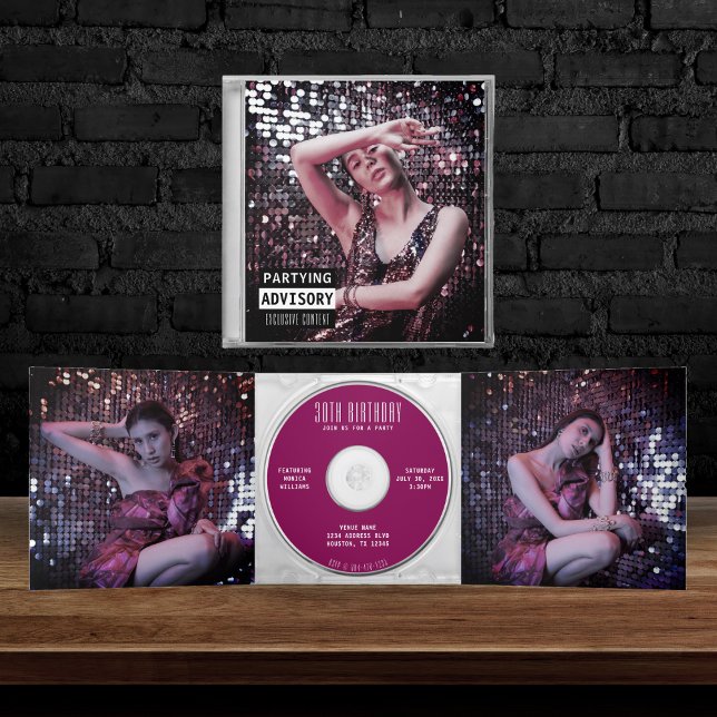 Invitation Trois Volets Musique CD Album couverture livret fête d'annivers (Créateur téléchargé)