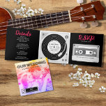 Invitation Trois Volets Musique Vinyl Record DJ table de tournage Cassette<br><div class="desc">Cette carte de faire-part de mariage vinyle est un moyen unique et créatif pour les invités invitations à votre journée spéciale. L'ajout de votre photo et de vos initiales de nom sur le devant conçu pour ressembler à une couverture d'un album de musique ajoute une touche personnelle et fait un...</div>