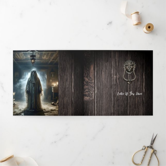 Invitation Trois Volets N'ayez pas peur de la fête d'Halloween (Extérieur)