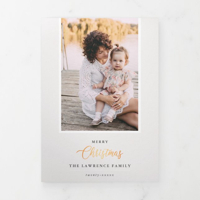 Invitation Trois Volets Noël est l'or | Galerie photo multiple Ivory 5 (Page de couverture)