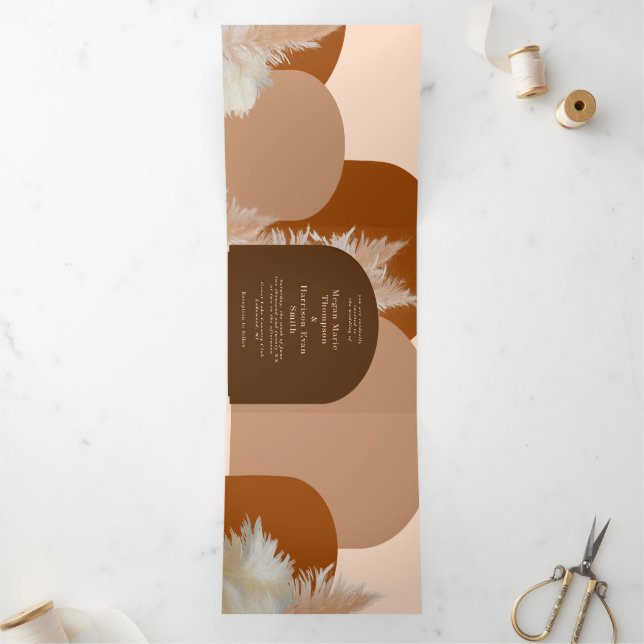 Invitation Trois Volets Pampass herbe et arches Mariage Design Dark Tri-F (Intérieur)