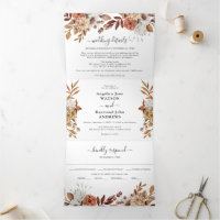 Papier aquarelle automne mariage élégant triptyque
