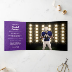 Invitation Trois Volets Photo de graduation géométrique violette