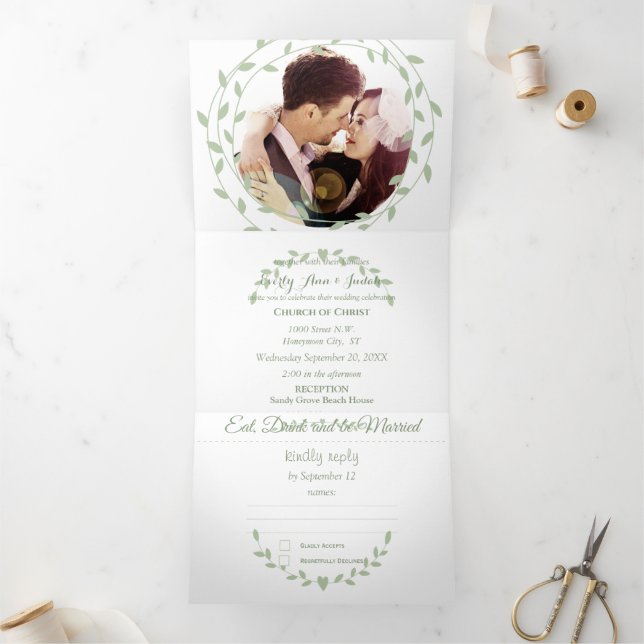 Invitation Trois Volets Photo de mariage médiéval rustique   (Intérieur)
