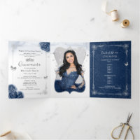 Photo florale Argent et Marine Blue Quinceanera