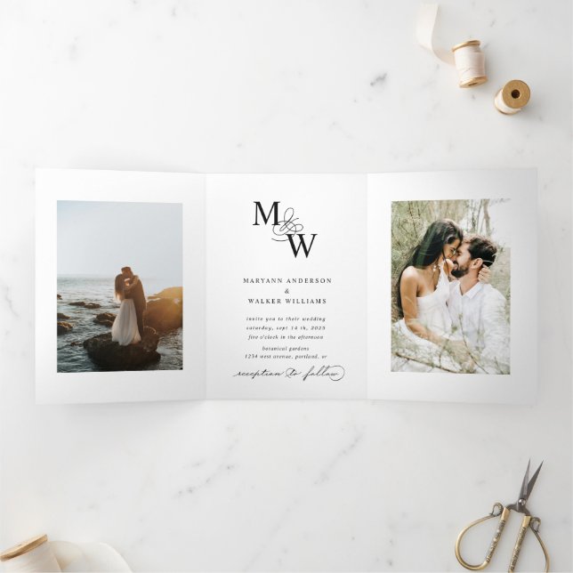 Invitation Trois Volets Photographie budget de typographie luxueuse (Intérieur)