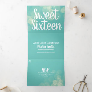 Invitation Trois Volets Photographie de lumières Bokeh Modern Sweet 16