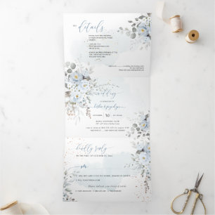 Invitation Trois Volets PixDezines Rustique Dusty Roses Eucalyptus