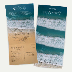Invitation Trois Volets Plage 3 en 1 Mariage de destination