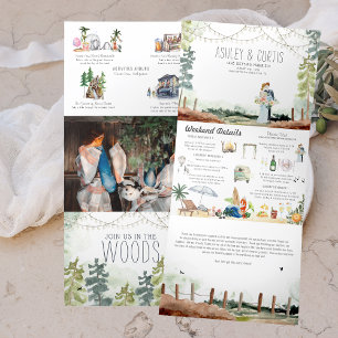 Invitation Trois Volets Plage forestière de la côte ouest   Mariage illust