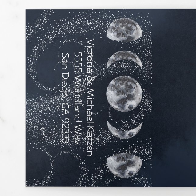 Invitation Trois Volets Pleine lune céleste et Mariage des étoiles (Rabat)