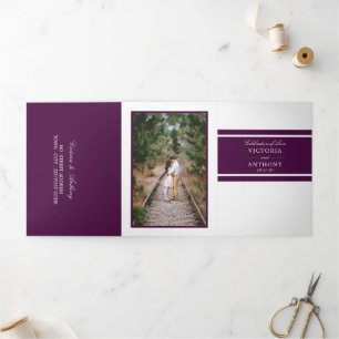 Invitation Trois Volets Plum violet moderne Mariage Suite