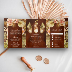 Invitation Trois Volets Pots de fleurs terreux séchés en terre cuite pour