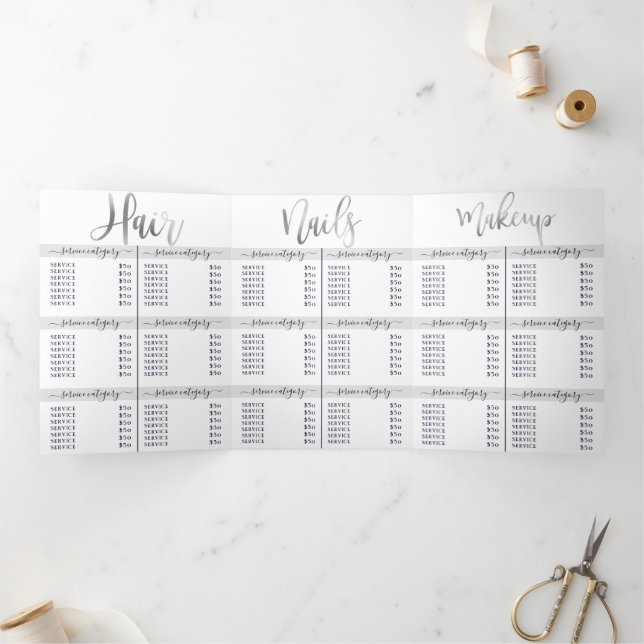 Invitation Trois Volets Prix du Spa de Salon d'argent blanc simple (Intérieur)