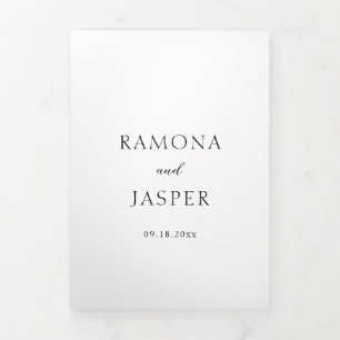 Invitation Trois Volets Ramona Noir et Blanc Minimal Mariage élégant