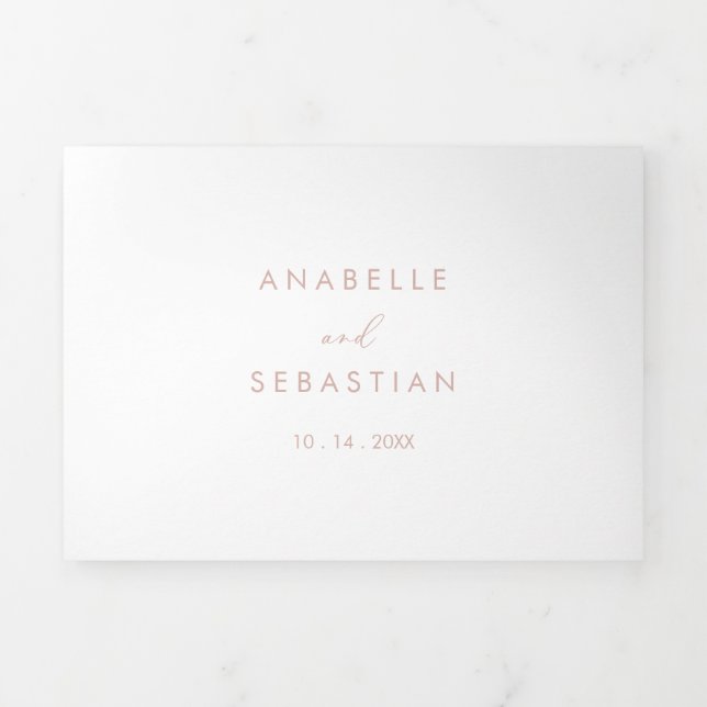 Invitation Trois Volets Rose Gold Idyllic Stylish Mariage de calligraphie (Page de couverture)