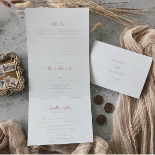 Invitation Trois Volets Rose Gold Trifold Lettre pliée Le Mariage de