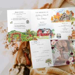 Invitation Trois Volets Rustic Automne Mariage Apple Orchard