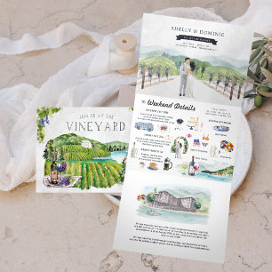Invitation Trois Volets Rustic Mountain Vineyard   Mariage