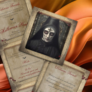 Invitation Trois Volets Simple Déplaisant Gothique Nun Adulte Halloween