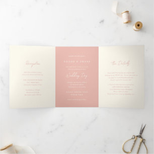 Invitation Trois Volets Simple Mariage Moderne aux Pêches