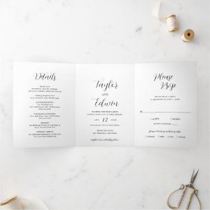 Invitation Trois Volets Simple Photo Contemporain Mariage moderne