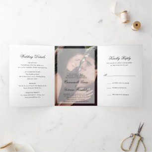 Invitation Trois Volets Simple Photo Elegant Mariage moderne