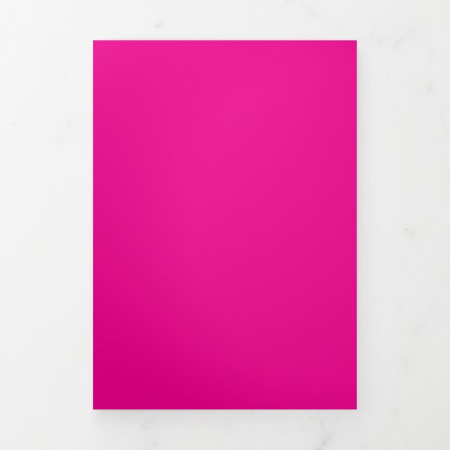 Invitation Trois Volets Solide Vibrant Magenta bg | Style moderne (Page de couverture)