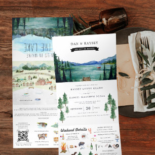 Invitation Trois Volets Station de camping Lakeside   Mariage illustré
