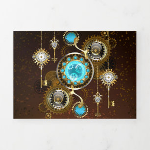Invitation Trois Volets Steampunk Rusty Background