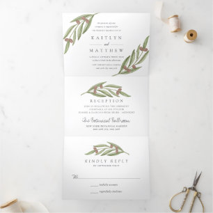 Invitation Trois Volets Suite de collection de Mariages de Branches d'Oliv