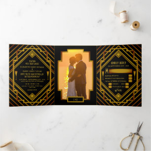Invitation Trois Volets Suite Mariage Gold 2020