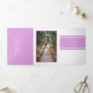 Invitation Trois Volets Suite Mariage moderne Purple Breeze